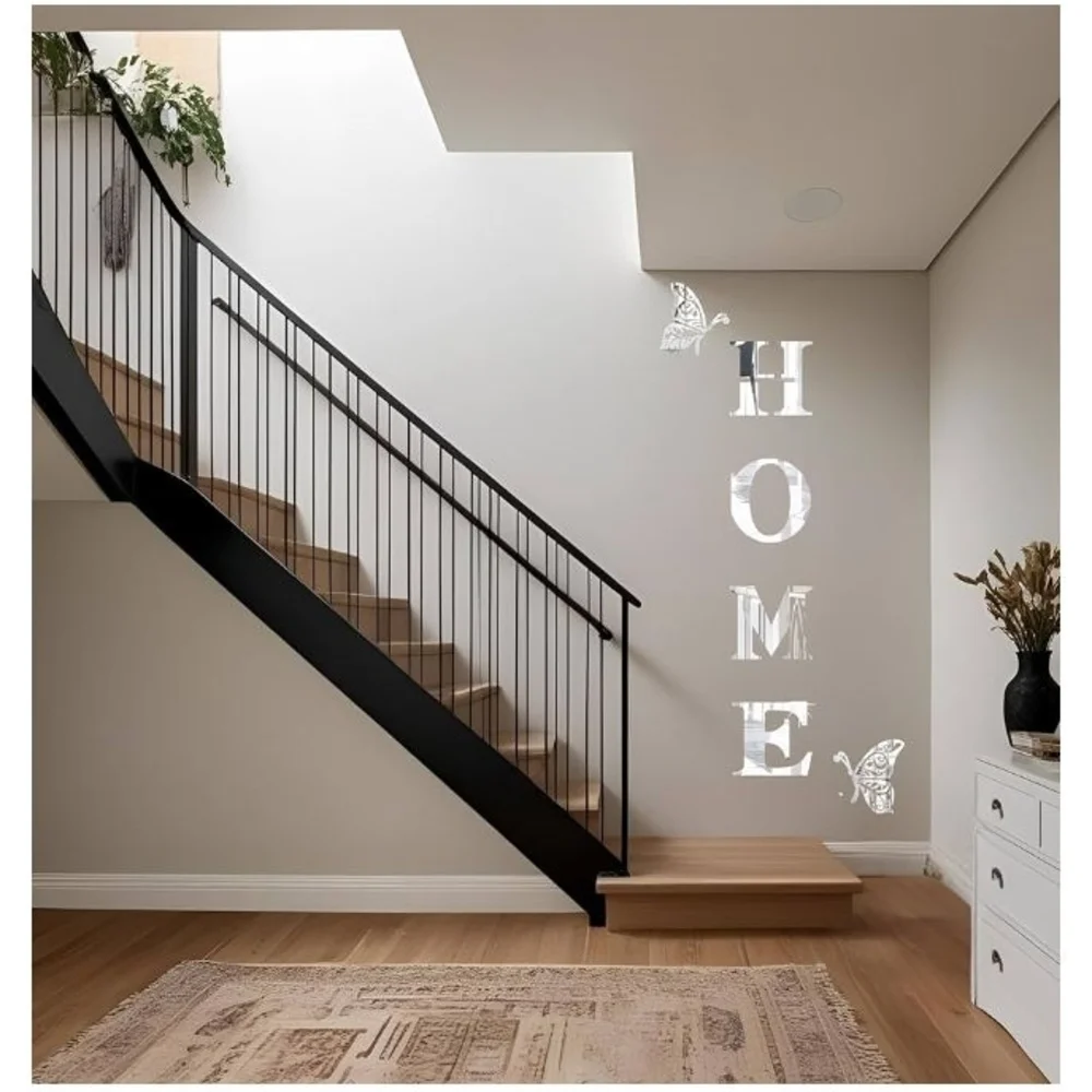 Elegant Silver 'HOME' Wall Art with Butterfly Accents